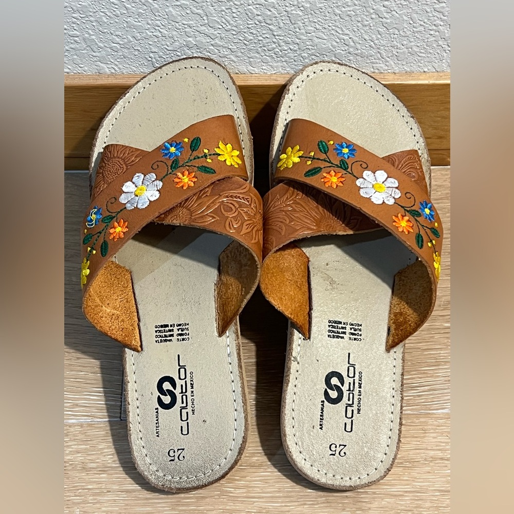 Flowers Mexican Embroidered Sandals